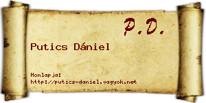 Putics Dániel névjegykártya
